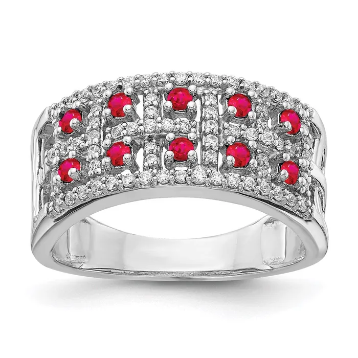 Rings 14k White Gold Real Diamond u0026 Ruby Fancy Ring Goldia