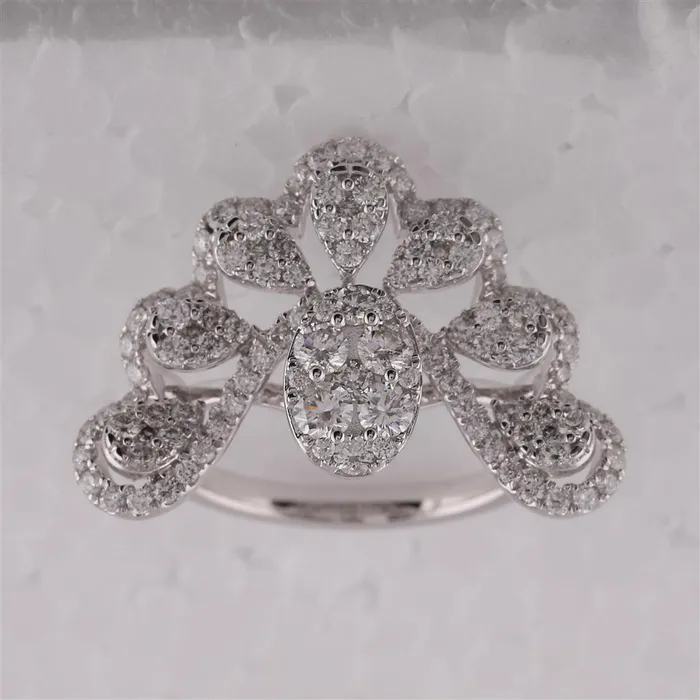 Rings 14k White Gold Round Diamond Pear Cluster Fashion Ring 114 Cttw gndatlanta Rings 14k White Gold Round Diamond Pear Cluster Fashion Ring 114 Cttw gndatlanta