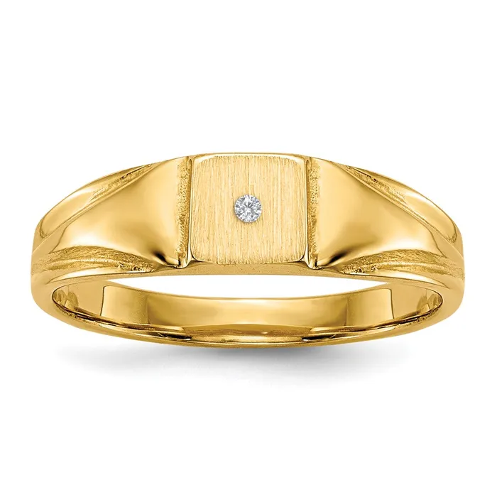 Rings 14k Yellow Gold Childs VS Diamond Closed Back Signet Ring Goldia