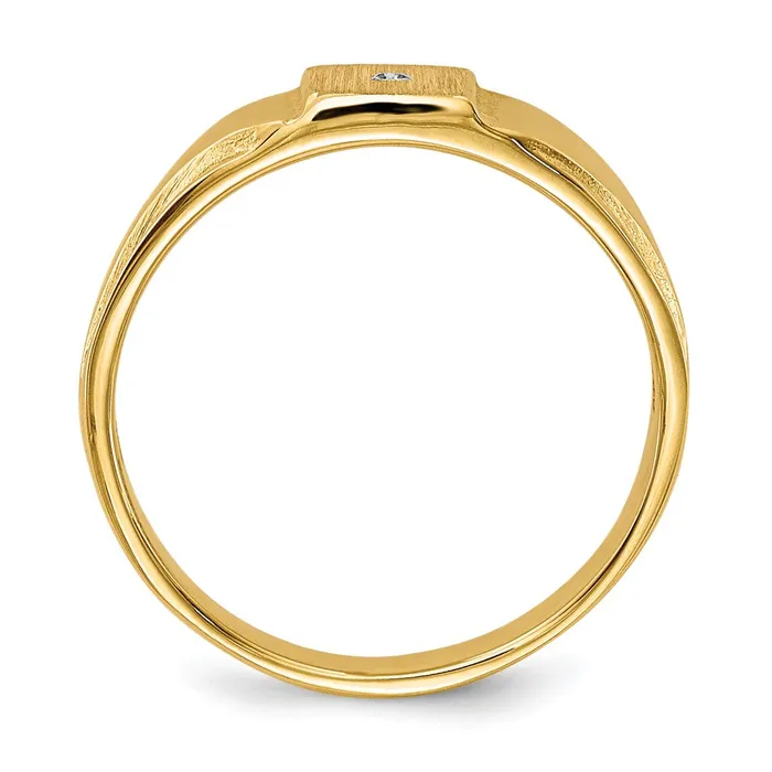 Rings 14k Yellow Gold Childs VS Diamond Closed Back Signet Ring Goldia