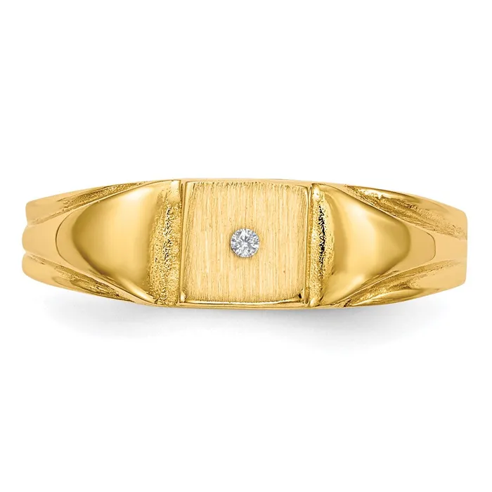 Rings 14k Yellow Gold Childs VS Diamond Closed Back Signet Ring Goldia