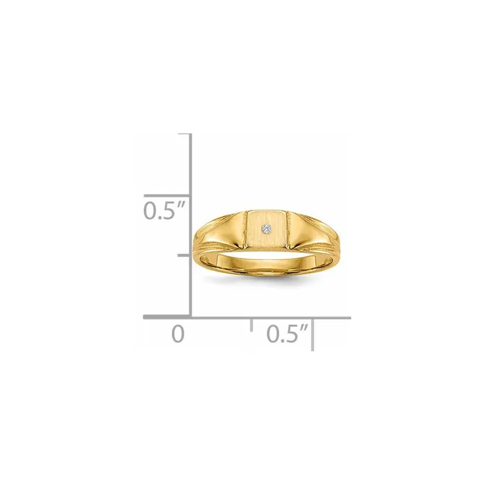 Rings 14k Yellow Gold Childs VS Diamond Closed Back Signet Ring Goldia