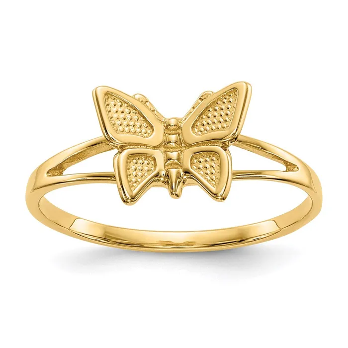 Rings 14K Yellow Gold Childrens Butterfly Ring Goldia