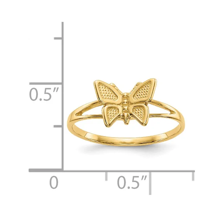 Rings 14K Yellow Gold Childrens Butterfly Ring Goldia
