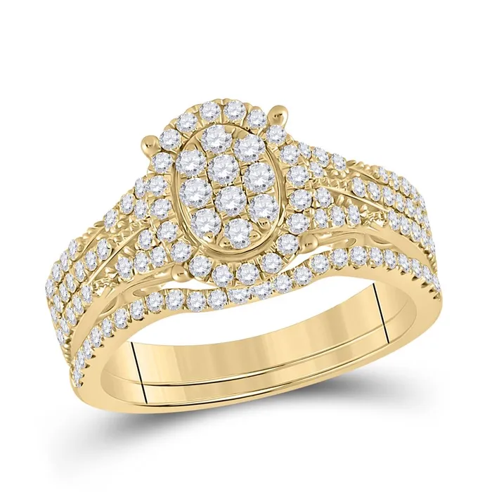 Rings 14k Yellow Gold Round Diamond Cluster Bridal Wedding Ring Set 78 Cttw gndatlanta Rings 14k Yellow Gold Round Diamond Cluster Bridal Wedding Ring Set 78 Cttw gndatlanta