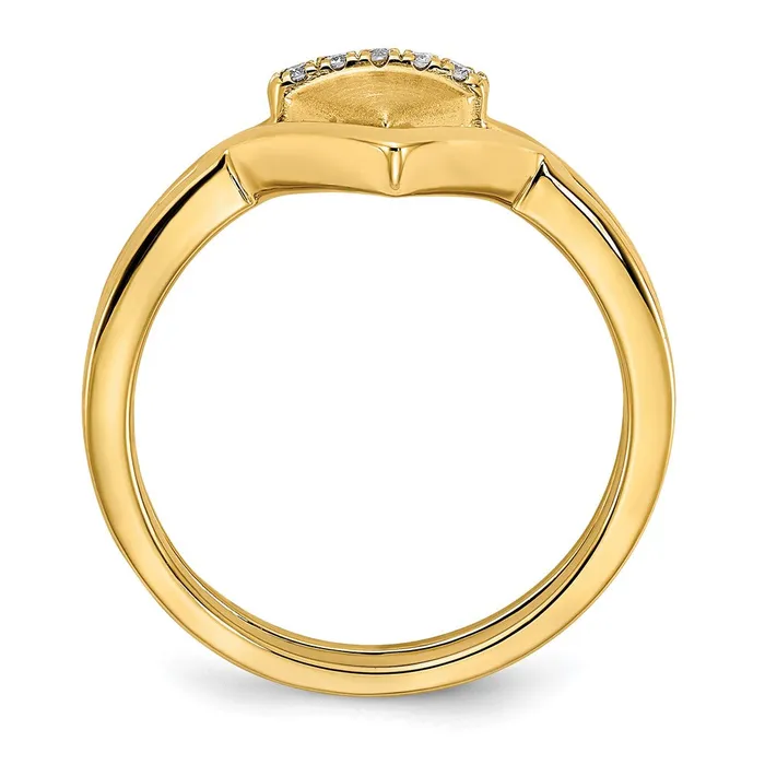 Rings 14K Yellow Gold Satin and Polished Real Diamond Double Triangle Ring Goldia