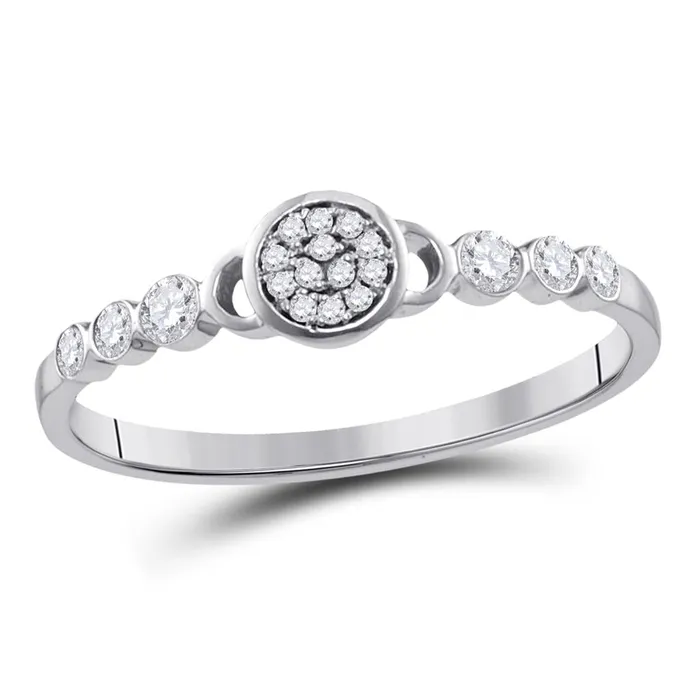 Rings 14kt White Gold Round Diamond Cluster Stackable Band Ring 16 Cttw gndatlanta Rings 14kt White Gold Round Diamond Cluster Stackable Band Ring 16 Cttw gndatlanta