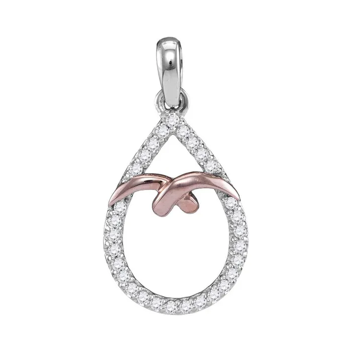 Rings gndatlanta 10k Twotone Gold Round Diamond Teardrop Pendant 16 Cttw
