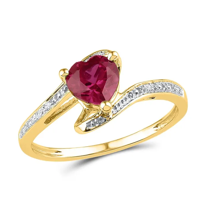 Rings gndatlanta 10k Yellow Gold Heart Created Ruby Solitaire Diamondaccent Ring 1 Cttw Rings gndatlanta 10k Yellow Gold Heart Created Ruby Solitaire Diamondaccent Ring 1 Cttw