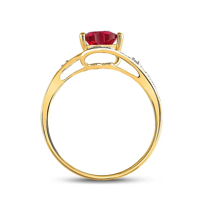 Rings gndatlanta 10k Yellow Gold Heart Created Ruby Solitaire Diamondaccent Ring 1 Cttw