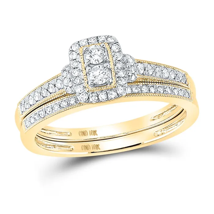 Rings gndatlanta 10k Yellow Gold Round Diamond Bridal Wedding Ring Set 13 Cttw