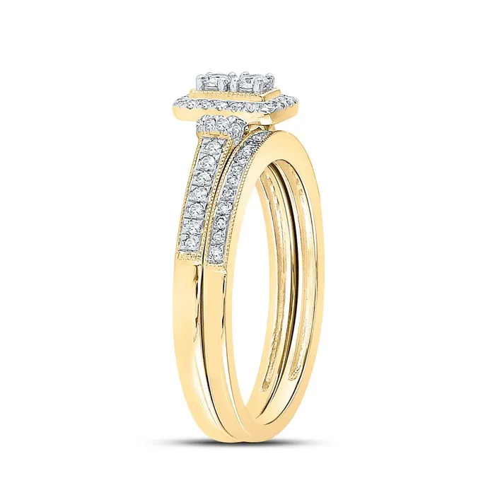 Rings gndatlanta 10k Yellow Gold Round Diamond Bridal Wedding Ring Set 13 Cttw