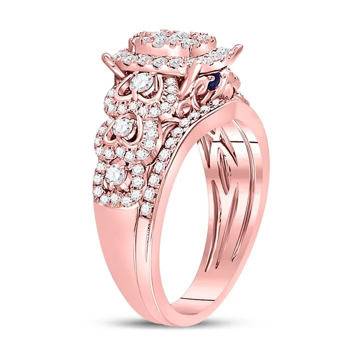 Rings gndatlanta 14k Rose Gold Round Diamond Bridal Wedding Ring Set 78 Cttw
