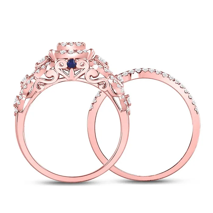 Rings gndatlanta 14k Rose Gold Round Diamond Bridal Wedding Ring Set 78 Cttw