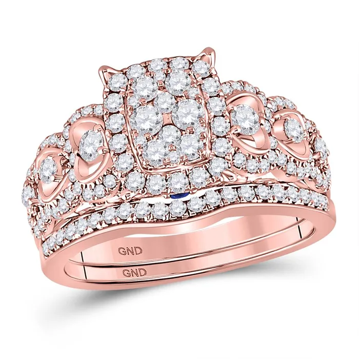 Rings gndatlanta 14k Rose Gold Round Diamond Bridal Wedding Ring Set 78 Cttw