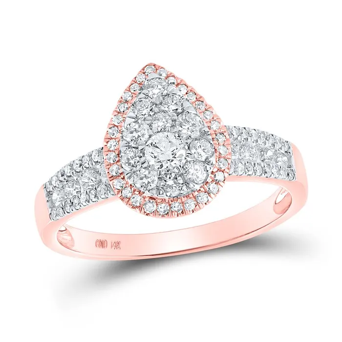 Rings gndatlanta 14k Rose Gold Round Diamond Fashion Cluster Pear Ring 34 Cttw Rings gndatlanta 14k Rose Gold Round Diamond Fashion Cluster Pear Ring 34 Cttw