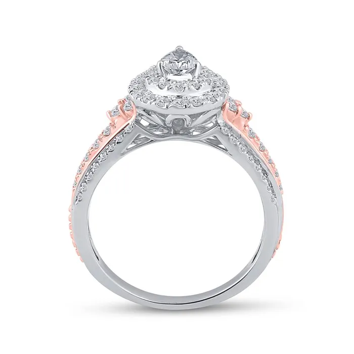 Rings gndatlanta 14k Twotone Gold Pear Diamond Bridal Wedding Ring Set 1 Cttw Certified