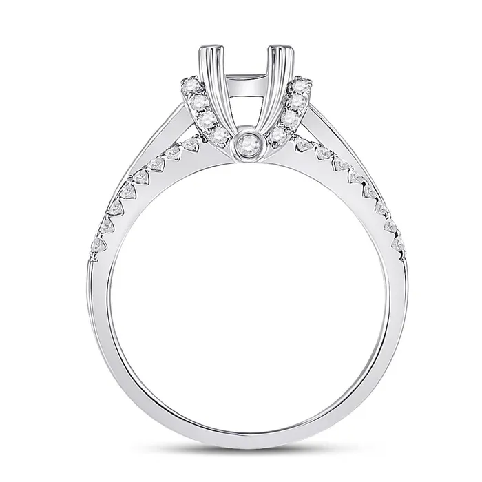 Rings gndatlanta 14k White Gold Round Diamond 12 Ct Rd Center Bridal SemiMount Ring 58 Cttw