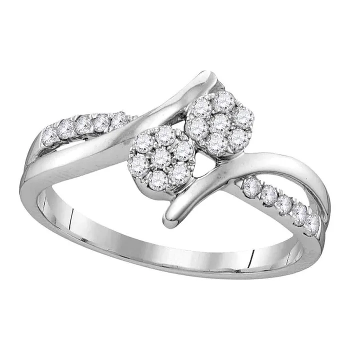 Rings gndatlanta 14k White Gold Round Diamond Double Cluster Bridal Engagement Ring 13 Cttw Rings gndatlanta 14k White Gold Round Diamond Double Cluster Bridal Engagement Ring 13 Cttw