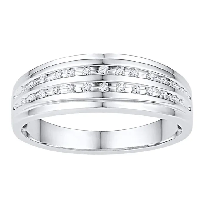Rings gndatlanta 14k White Gold Round Diamond Double Row Wedding Band Ring 110 Cttw Rings gndatlanta 14k White Gold Round Diamond Double Row Wedding Band Ring 110 Cttw