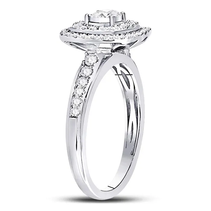 Rings gndatlanta 14k White Gold Round Diamond Solitaire Bridal Engagement Ring 12 Cttw
