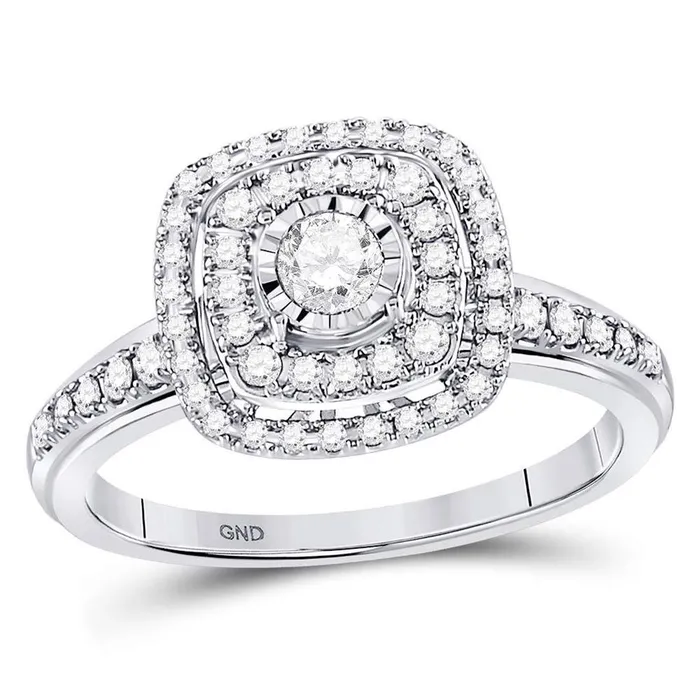 Rings gndatlanta 14k White Gold Round Diamond Solitaire Bridal Engagement Ring 12 Cttw