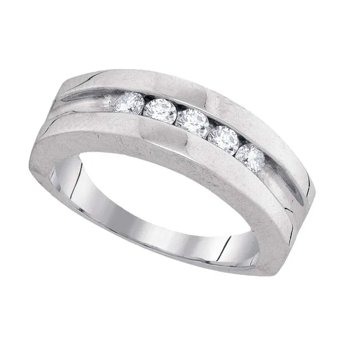 Rings gndatlanta 14k White Gold Round Diamond Wedding Band Ring 12 Cttw Rings gndatlanta 14k White Gold Round Diamond Wedding Band Ring 12 Cttw