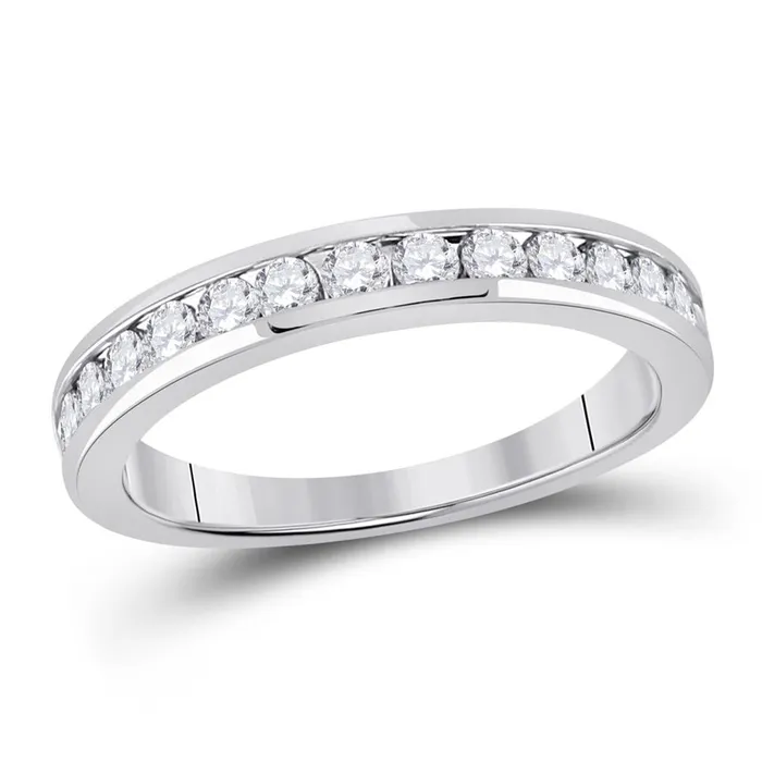 Rings gndatlanta 14k White Gold Round Diamond Wedding Single Row Band 12 Cttw