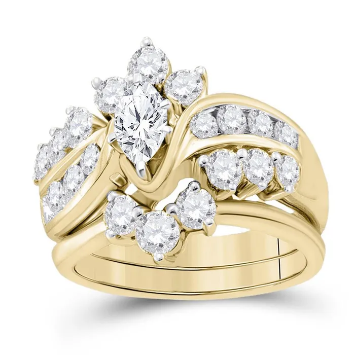 Rings gndatlanta 14k Yellow Gold Marquise Diamond Bridal Wedding Ring Set 2 Cttw Certified Rings gndatlanta 14k Yellow Gold Marquise Diamond Bridal Wedding Ring Set 2 Cttw Certified