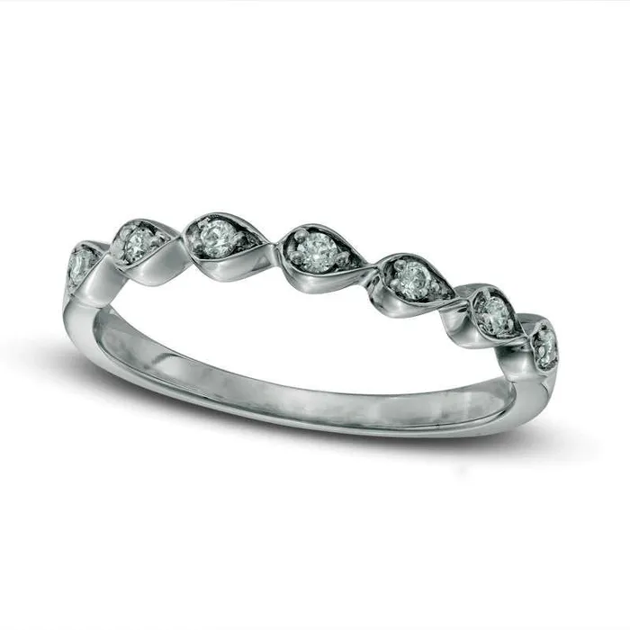 Rings Goldia 010 CT TW Natural Diamond Seven Stone Sideways Teardrop Anniversary Band in Solid 10K White Gold Rings Goldia 010 CT TW Natural Diamond Seven Stone Sideways Teardrop Anniversary Band in Solid 10K White Gold