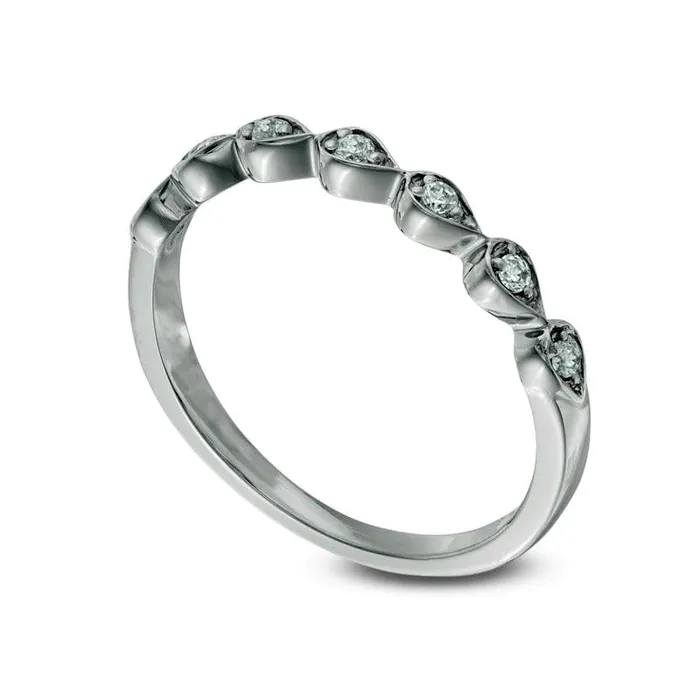 Rings Goldia 010 CT TW Natural Diamond Seven Stone Sideways Teardrop Anniversary Band in Solid 10K White Gold Rings Goldia 010 CT TW Natural Diamond Seven Stone Sideways Teardrop Anniversary Band in Solid 10K White Gold