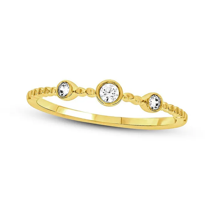 Rings Goldia 010 CT TW Natural Diamond Three Stone Ribbed Shank Ring in Solid 10K Yellow Gold Rings Goldia 010 CT TW Natural Diamond Three Stone Ribbed Shank Ring in Solid 10K Yellow Gold