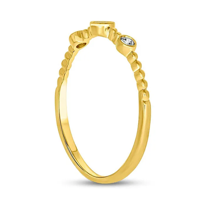Rings Goldia 010 CT TW Natural Diamond Three Stone Ribbed Shank Ring in Solid 10K Yellow Gold Rings Goldia 010 CT TW Natural Diamond Three Stone Ribbed Shank Ring in Solid 10K Yellow Gold