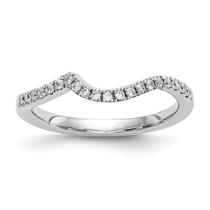 Rings Goldia 014ct CZ Solid Real 14K White Gold Contoured Wedding Wedding Band Ring Rings Goldia 014ct CZ Solid Real 14K White Gold Contoured Wedding Wedding Band Ring