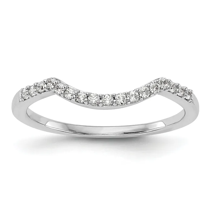 Rings Goldia 015ct CZ Solid Real 14k White Gold Contoured Wedding Wedding Band Ring