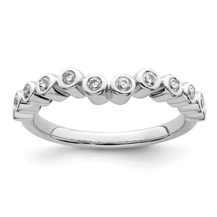 Rings Goldia 016ct CZ Solid Real 14k White Polished Matching Wedding Wedding Band Ring Rings Goldia 016ct CZ Solid Real 14k White Polished Matching Wedding Wedding Band Ring