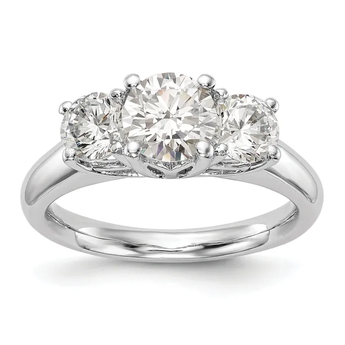 Rings Goldia 017ct CZ Solid Real 14K White Gold 3Stone Engagement Ring