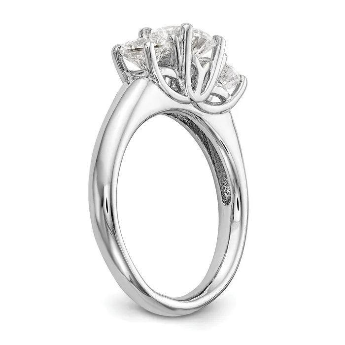 Rings Goldia 017ct CZ Solid Real 14K White Gold 3Stone Engagement Ring