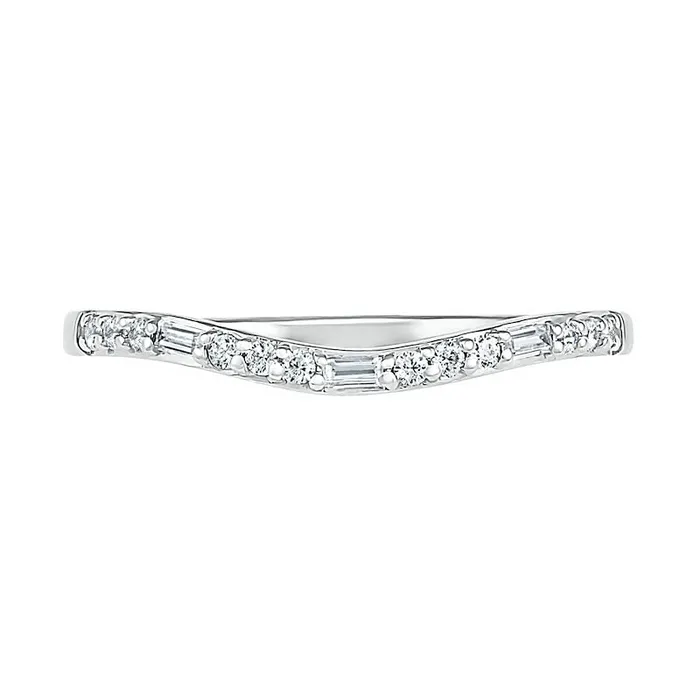 Rings Goldia 020 CT TW Baguette and Round Natural Diamond Contour Anniversary Band in Solid 10K White Gold Rings Goldia 020 CT TW Baguette and Round Natural Diamond Contour Anniversary Band in Solid 10K White Gold