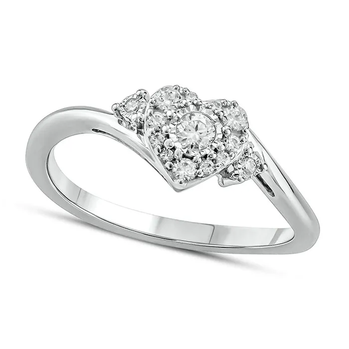 Rings Goldia 020 CT TW Composite Heart Natural Diamond Bypass Promise Ring in Sterling Silver Rings Goldia 020 CT TW Composite Heart Natural Diamond Bypass Promise Ring in Sterling Silver