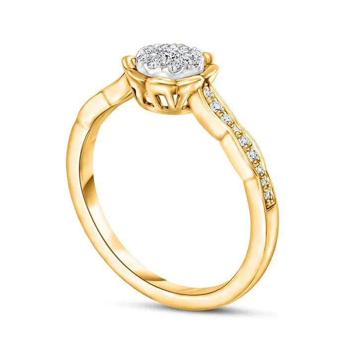 Rings Goldia 020 CT TW Composite Natural Diamond Scallop Frame Ring in Solid 10K TwoTone Gold Rings Goldia 020 CT TW Composite Natural Diamond Scallop Frame Ring in Solid 10K TwoTone Gold