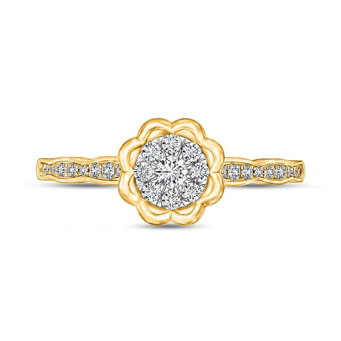 Rings Goldia 020 CT TW Composite Natural Diamond Scallop Frame Ring in Solid 10K TwoTone Gold Rings Goldia 020 CT TW Composite Natural Diamond Scallop Frame Ring in Solid 10K TwoTone Gold