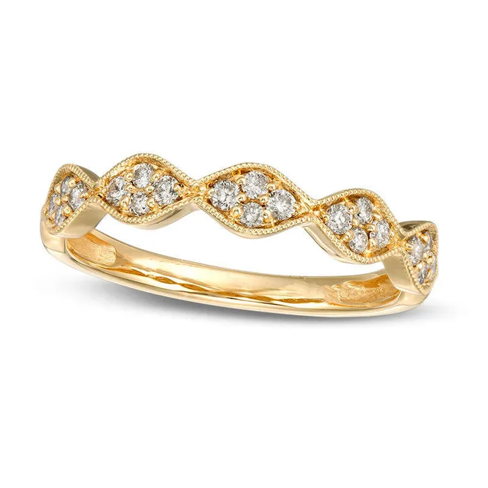 Rings Goldia 025 CT TW Certified Quad Natural Diamond Antique VintageStyle Ring in Solid 14K Gold II1