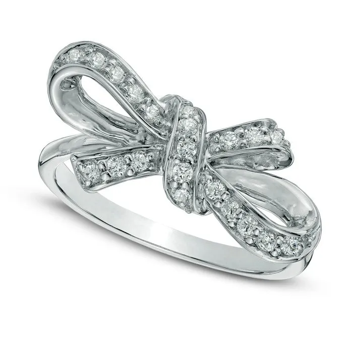 Rings Goldia 025 CT TW Natural Diamond Bow Ring in Sterling Silver