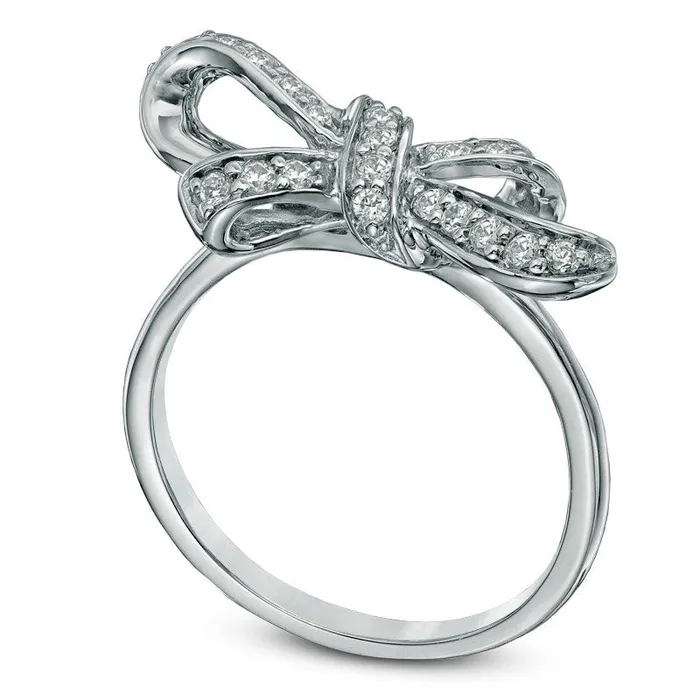 Rings Goldia 025 CT TW Natural Diamond Bow Ring in Sterling Silver Rings Goldia 025 CT TW Natural Diamond Bow Ring in Sterling Silver
