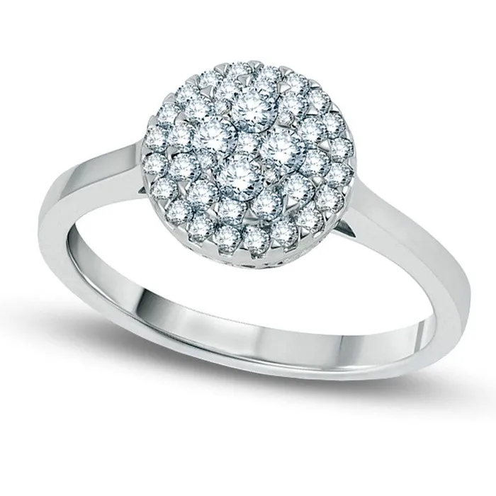 Rings Goldia 025 CT TW Natural Diamond Layered Cluster Promise Ring in Solid 14K White Gold Rings Goldia 025 CT TW Natural Diamond Layered Cluster Promise Ring in Solid 14K White Gold