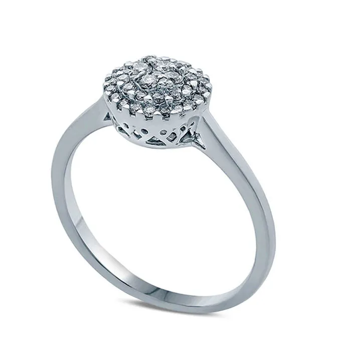 Rings Goldia 025 CT TW Natural Diamond Layered Cluster Promise Ring in Solid 14K White Gold Rings Goldia 025 CT TW Natural Diamond Layered Cluster Promise Ring in Solid 14K White Gold