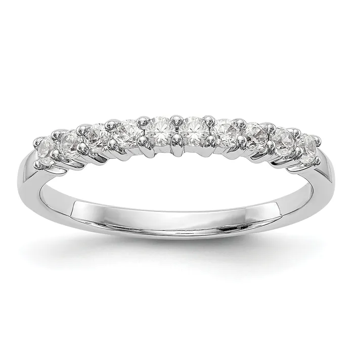 Rings Goldia 028ct CZ Solid Real 14K White Gold 10Stone Wedding Band Ring