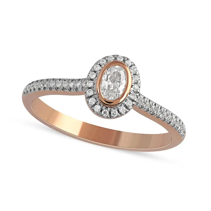 Rings Goldia 033 CT TW Oval Natural Diamond Frame Engagement Ring in Solid 10K Rose Gold II1 Rings Goldia 033 CT TW Oval Natural Diamond Frame Engagement Ring in Solid 10K Rose Gold II1