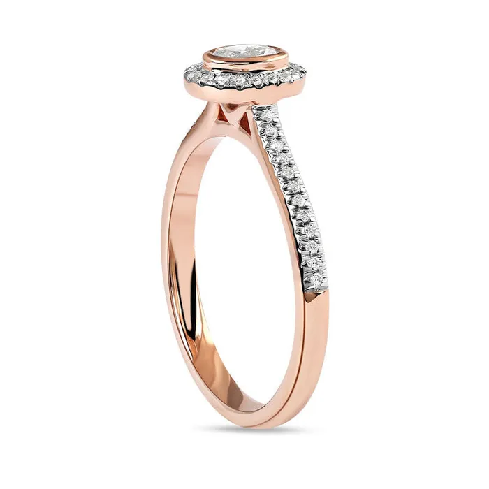 Rings Goldia 033 CT TW Oval Natural Diamond Frame Engagement Ring in Solid 10K Rose Gold II1 Rings Goldia 033 CT TW Oval Natural Diamond Frame Engagement Ring in Solid 10K Rose Gold II1